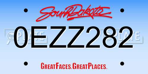 0EZZ282 South Dakota License Plate