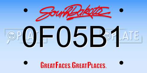 0F05B1 South Dakota License Plate