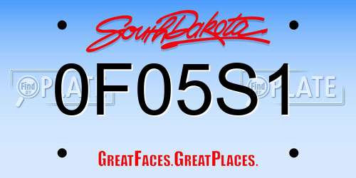 0F05S1 South Dakota License Plate