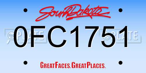 0FC1751 South Dakota License Plate
