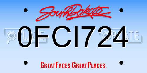 0FCI724 South Dakota License Plate