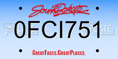 0FCI751 South Dakota License Plate