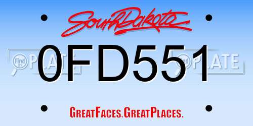 0FD551 South Dakota License Plate