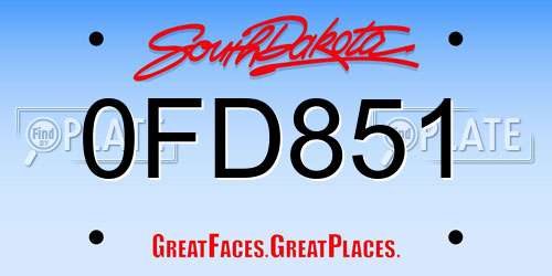 0FD851 South Dakota License Plate