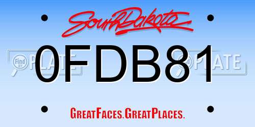 0FDB81 South Dakota License Plate