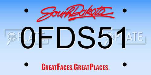 0FDS51 South Dakota License Plate