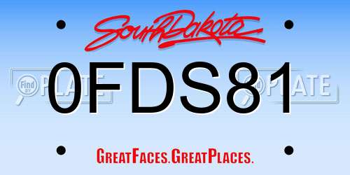 0FDS81 South Dakota License Plate
