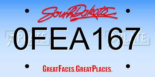 0FEA167 South Dakota License Plate