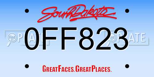 0FF823 South Dakota License Plate