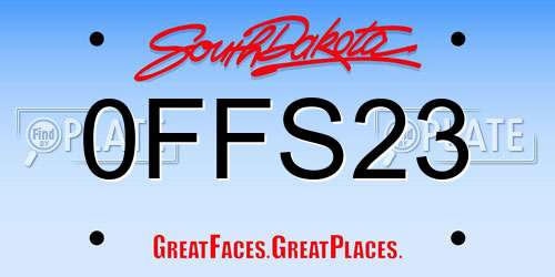 0FFS23 South Dakota License Plate