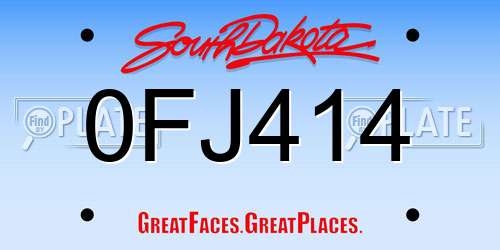 0FJ414 South Dakota License Plate