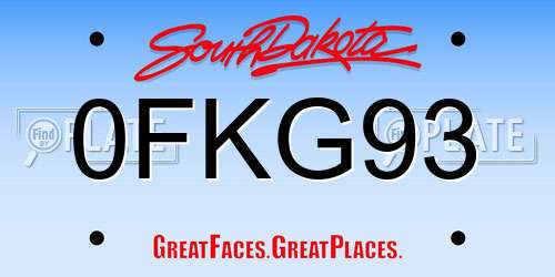 0FKG93 South Dakota License Plate