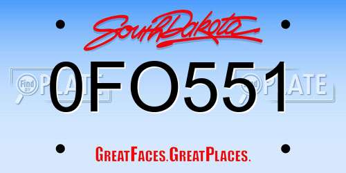 0FO551 South Dakota License Plate