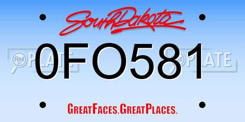 0FO581 South Dakota License Plate