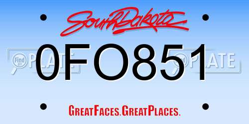 0FO851 South Dakota License Plate