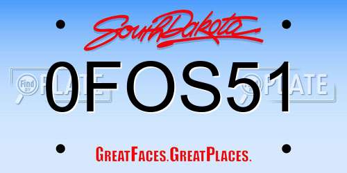 0FOS51 South Dakota License Plate