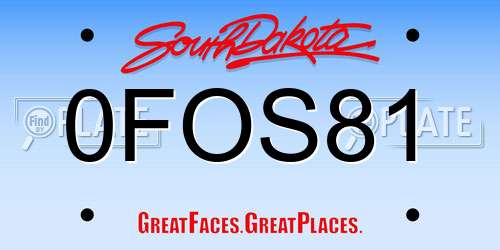 0FOS81 South Dakota License Plate