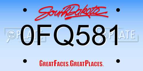 0FQ581 South Dakota License Plate