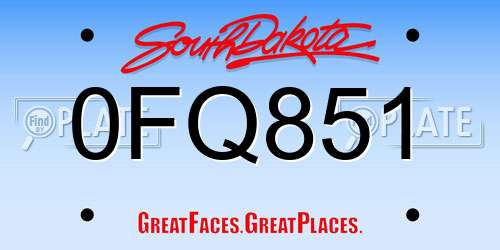 0FQ851 South Dakota License Plate