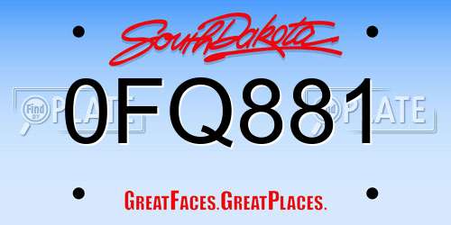 0FQ881 South Dakota License Plate