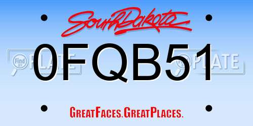0FQB51 South Dakota License Plate