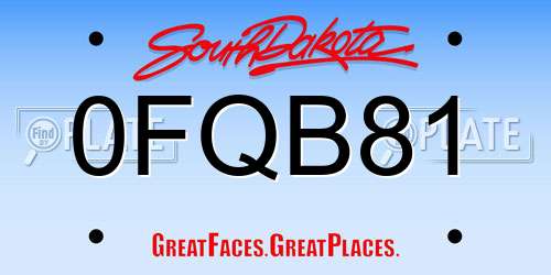0FQB81 South Dakota License Plate