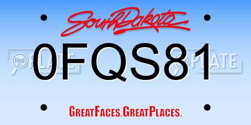 0FQS81 South Dakota License Plate