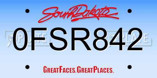 0FSR842 South Dakota License Plate