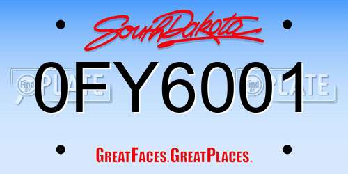 0FY6001 South Dakota License Plate