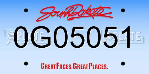 0G05051 South Dakota License Plate