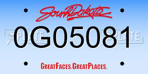 0G05081 South Dakota License Plate