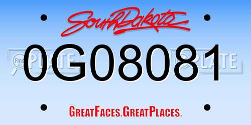 0G08081 South Dakota License Plate