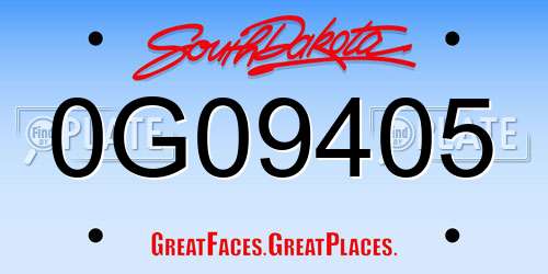 0G09405 South Dakota License Plate