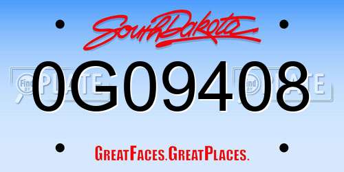 0G09408 South Dakota License Plate