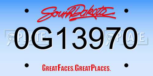 0G13970 South Dakota License Plate