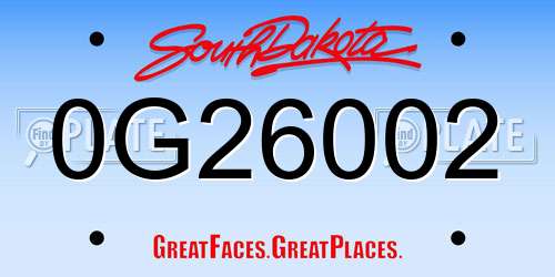 0G26002 South Dakota License Plate