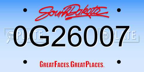 0G26007 South Dakota License Plate