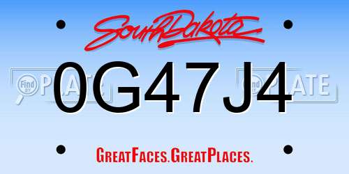 0G47J4 South Dakota License Plate