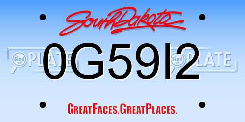 0G59I2 South Dakota License Plate