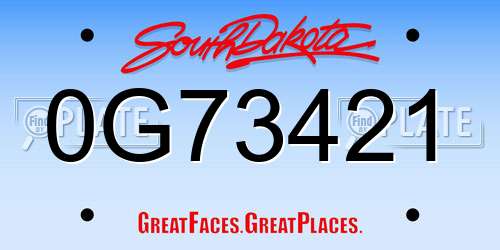 0G73421 South Dakota License Plate