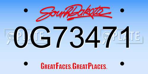 0G73471 South Dakota License Plate
