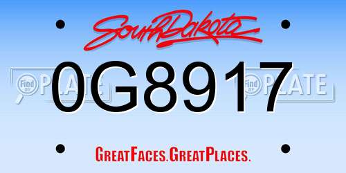 0G8917 South Dakota License Plate