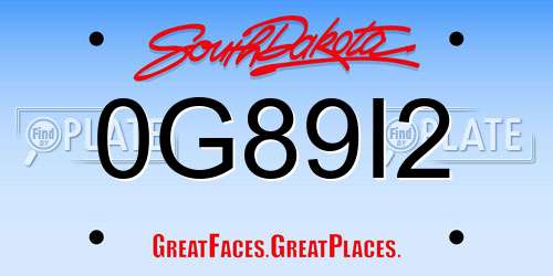 0G89I2 South Dakota License Plate