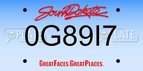 0G89I7 South Dakota License Plate
