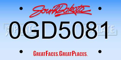 0GD5081 South Dakota License Plate