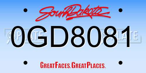 0GD8081 South Dakota License Plate