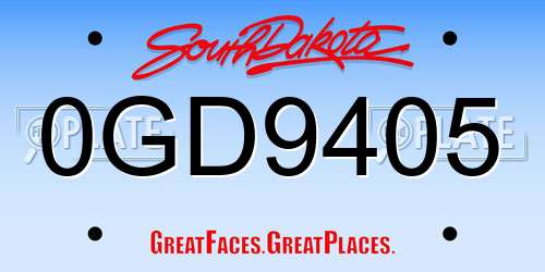0GD9405 South Dakota License Plate
