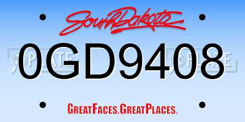0GD9408 South Dakota License Plate