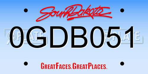 0GDB051 South Dakota License Plate