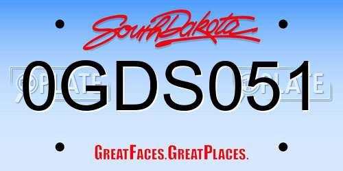 0GDS051 South Dakota License Plate